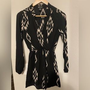 Long Sleeve Tribal Print Romper
